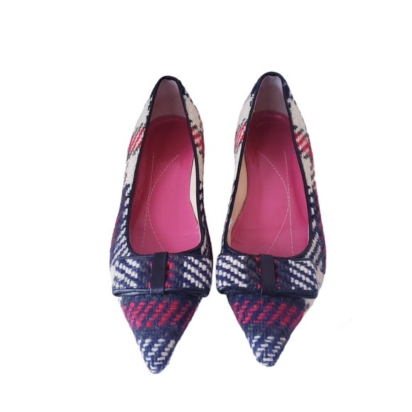 Kate Spade Red Plaid Bow Flats - Picture 2 of 13